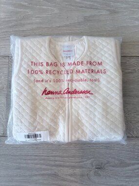Hanna Andersson Baby Quilted Sleep Sack 1.0 TOG Ecru 18-24M NWT